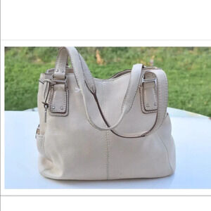 Fossil leather tote bag